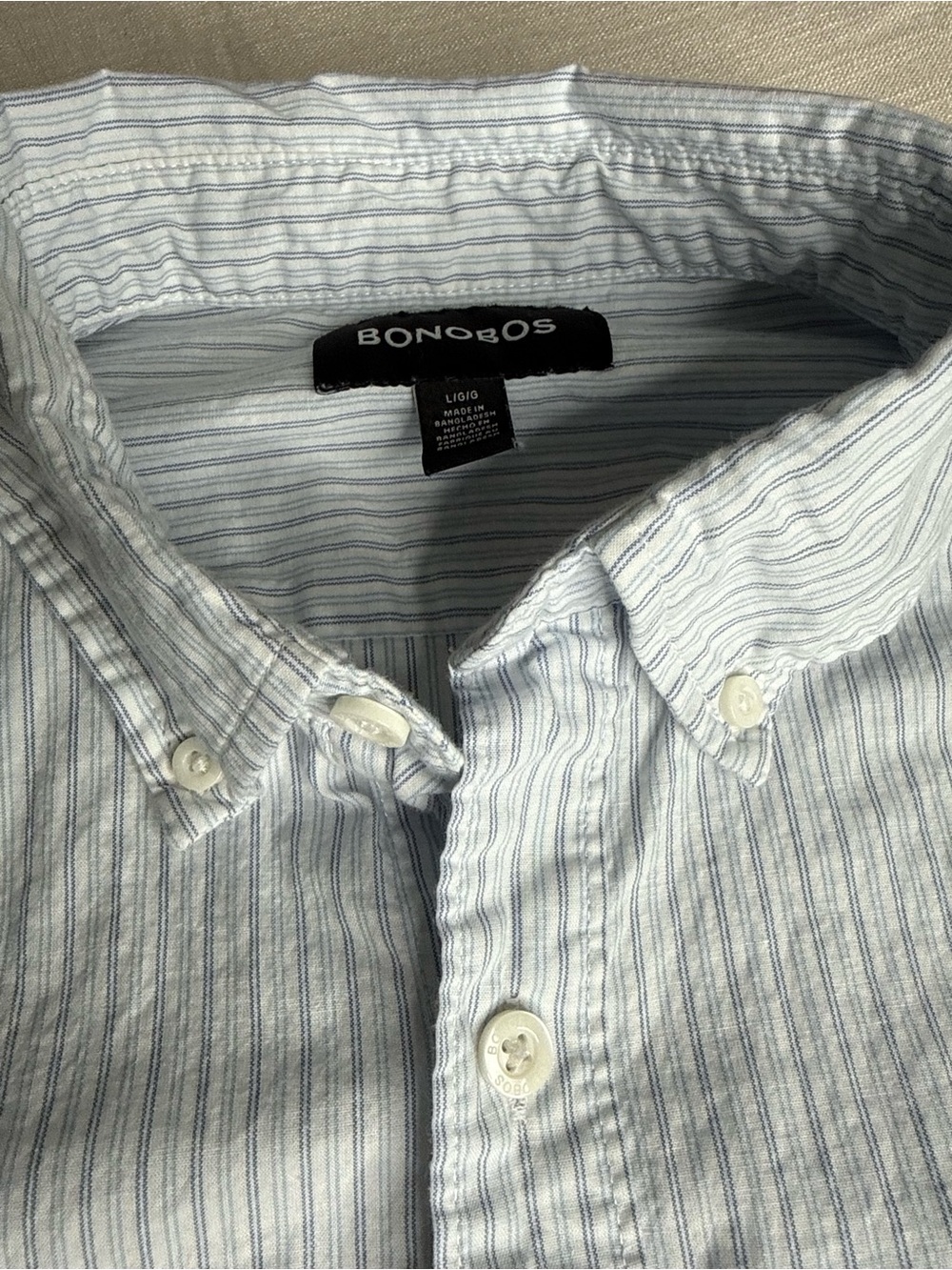 Bonobos Light Blue and White Striped Button-Down Shirt